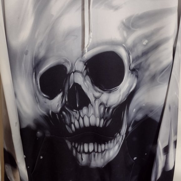 Skull Graphic Hoodie All Over Print Size XL Adults - Picture 10 of 13